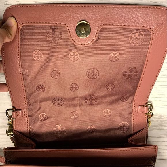 Tory Burch Landon Pebbled Leather Crossbody Combo Bag Chain Adjustable Strap - Picture 8 of 11